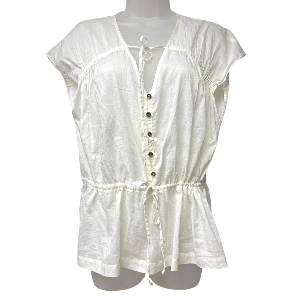 Venus Adjustable Tie Front Top Off White Size Large Sheer Boho Festival Beach